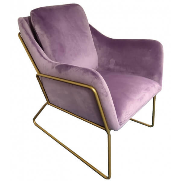 Purple velvet armchair Golden