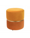 ART DECO - Tabouret pouf velours orange