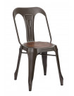 NEVADA - Chaise de repas acier bronze, bois foncé