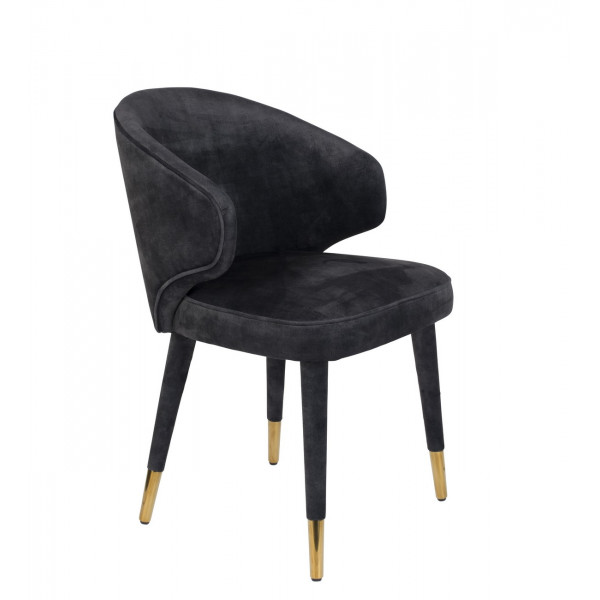 LUNAR - Grey velvet Dining chair
