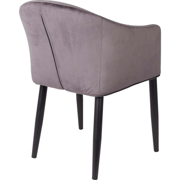 Grey velvet dining armchair