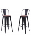 NEVADA - 2 Bar chairs in steel and solid wood