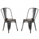 NEVADA - Set di 2 sedie da pranzo in acciaio grigio e legno scuro