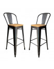 NEVADA - Bar chair in steel and solid wood