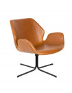 NIKKI - Fauteuil rotatif aspect cuir vintage marron