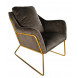 GOLDEN - Cozy armchair in grey velvet and gold metal