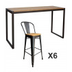 NEVADA - Mueble alto 180 cm de madera maciza clara y acero gris