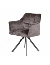 LANA - Lot de 2 fauteuils de table pivotants en velours gris