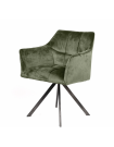 LANA - Lot de 2 fauteuils de table pivotants en velours vert