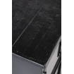 CASTOR S - Vitrine à roulettes en acier et bois noir L120 détail zoom dessus