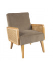 LODGE - Fauteuil Cannage et velours taupe