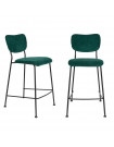 BENSON - 2 green velvet counter stools