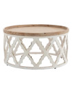 ROUNDY - Round coffee table in white weathered wood D 81