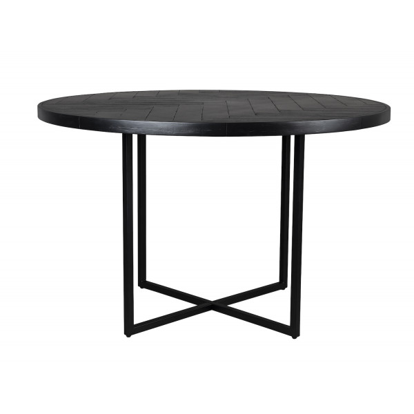 CLASS - Table de repas ronde en bois et acier noir D 120