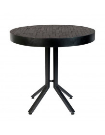  table de cafe ronde en bois noir
