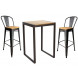 NEVADA - Conjunto de mesa alta y silla de acero y madera maciza