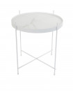 CUPID - Table basse ronde effet marbre blanc D 43