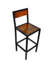 FACTORY - Solid steel and wood stool 80 cm