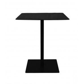 BRAZA - Table haute carrée en acier et plaquage de pin noir L 70