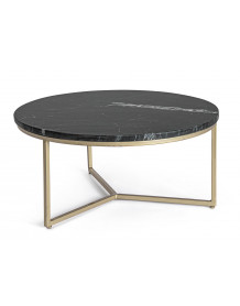 BUBBLE - Table basse ronde en acier et marbre noir