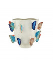 CLAUDIA - Vaso di ceramica bianca con farfalle