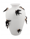 PRIMAVERA - Vase décoratif céramique blanche à motif oiseaux