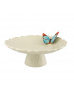 CLAUDIA - Tortenplatte aus weißer Keramik mit Schmetterlingsmotiv