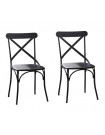 BISTRO - Set de 2 chaises de repas vintage en métal noir
