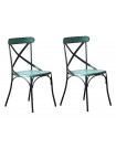 BISTRO - Set de 2 chaises de repas vintage en métal bleu