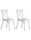 BISTRO - Set de 2 chaises de repas vintage en metal blanc