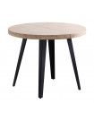 MATIKA - Table de repas ronde extensible 6 personnes en bois et acier noir