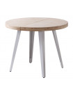 MATIKA - Table de repas ronde extensible 6 personnes en bois et acier blanc