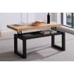 Table basse reglable hauteur bois et acier noir L120