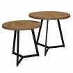 Hailey - Set de 2 tables basse rondes en bois et acier