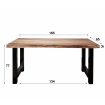 AUSTIN - Table de repas bois et acier L165