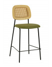 MEMPHIS - PU Leather steel and green wood bar Chair