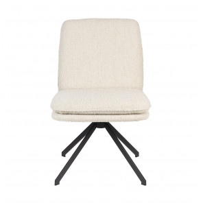 TYLER - Chaise en tissu doudou blanc
