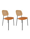 MEMPHIS - Set of 2 orange imitation leather dining chairs