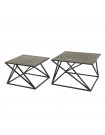 METALLICA - Set de 2 tables basses carrées en acier noir et bronze L 60