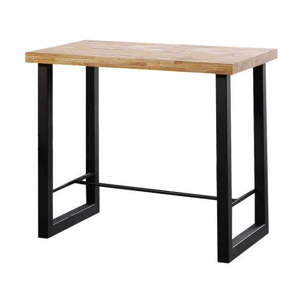 Table haute 120 cm acier/bois clair
