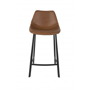 FRANKY 65 - Brown leather look bar chair