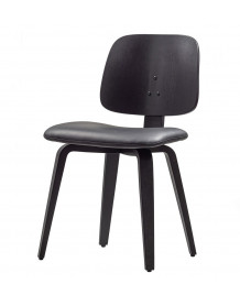 CHARLES - Stuhl in Lederoptik und schwarzem Holz