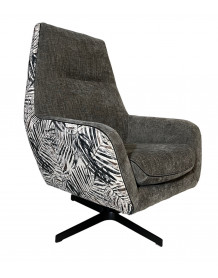 JUNGLE - Zweifarbiger Sessel aus bedrucktem Stoff und grauem Samt