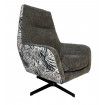 JUNGLE - Two-tone lounge chair with printed fabric and grey velvet