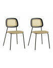 MEMPHIS - Lot de 2 chaises de repas simili cuir beige