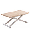 PRATIK - Table basse convertible bois et acier blanc