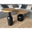 Mesa de centro redonda de madera gris y acero D41