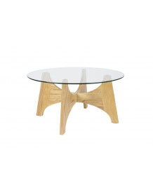 KOBE - Table basse ronde en bois et verre D 80