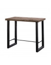 BODEGA - Table haute en acier et bois foncé L 120
