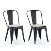 INDUS - Chaise de repas acier noir et chêne